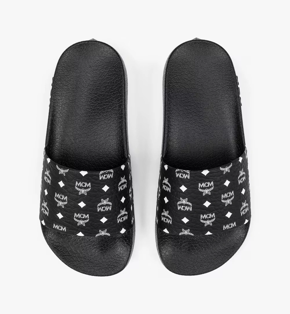 35 IT / W Monogram Print Rubber Slides Black