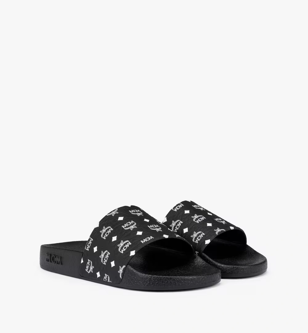 40 IT / W Monogram Print Rubber Slides Black