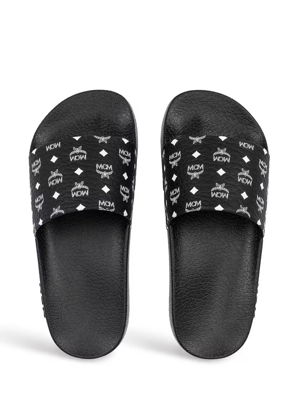 40 IT / W Monogram Print Rubber Slides Black