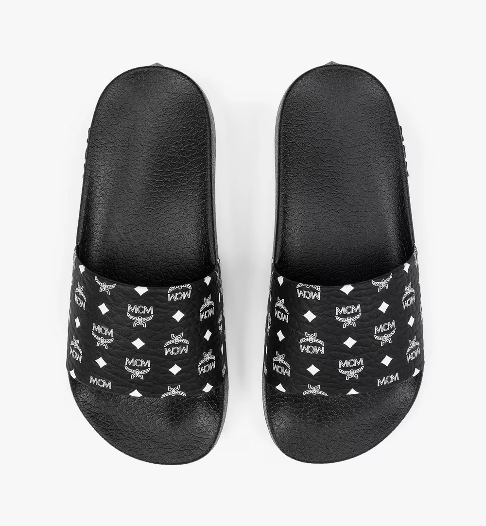40 IT / W Monogram Print Rubber Slides Black