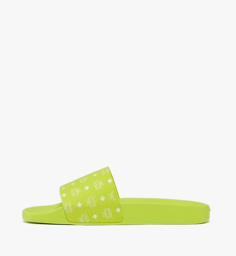 42 IT / M Monogram Print Rubber Slides Green
