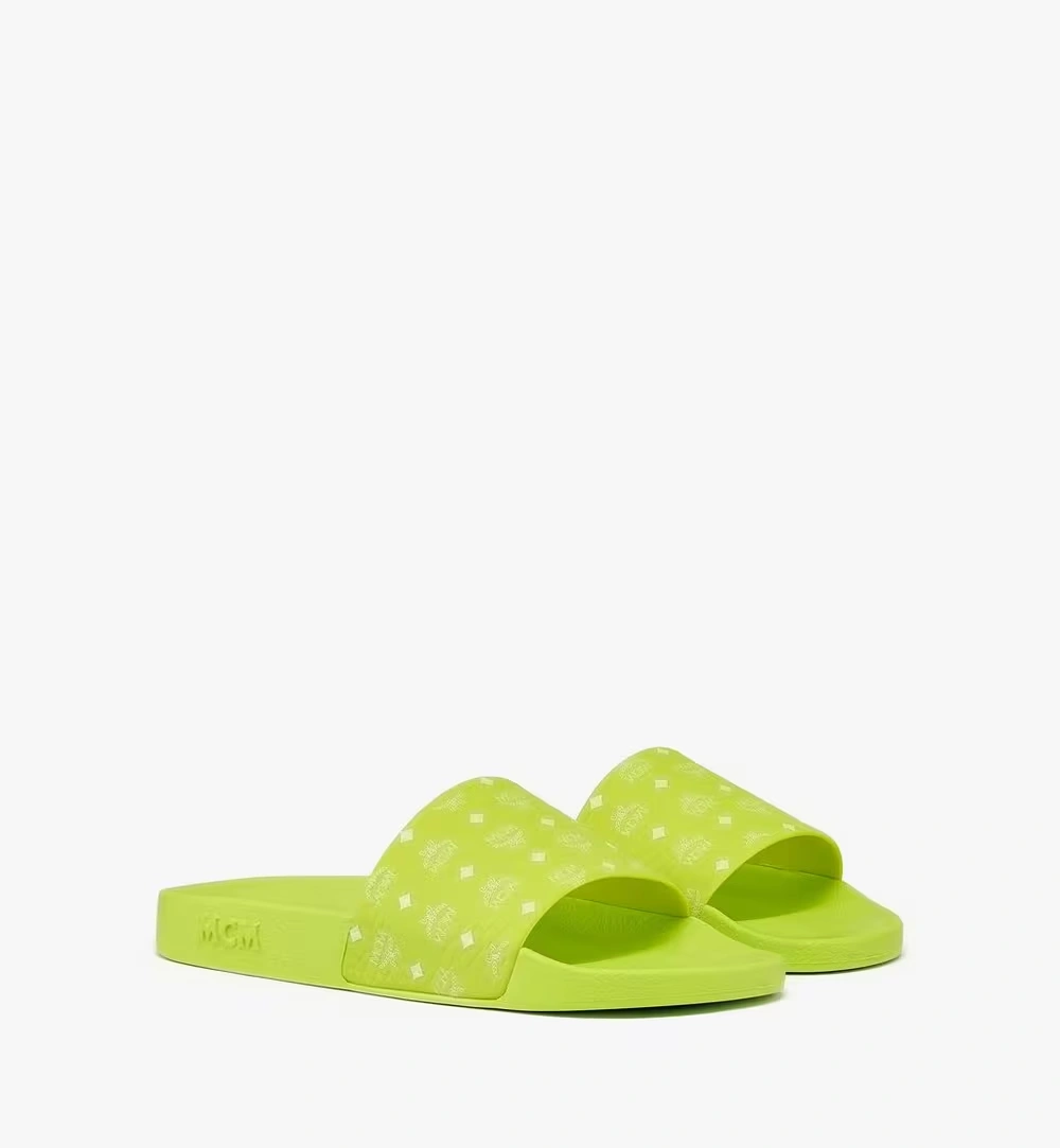 43 IT / M Monogram Print Rubber Slides Green