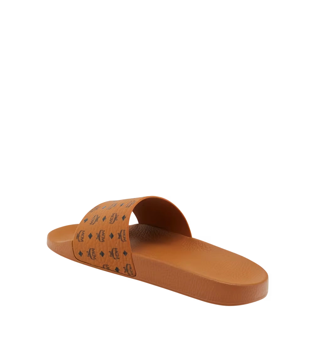46 IT / M Monogram Print Rubber Slides Cognac