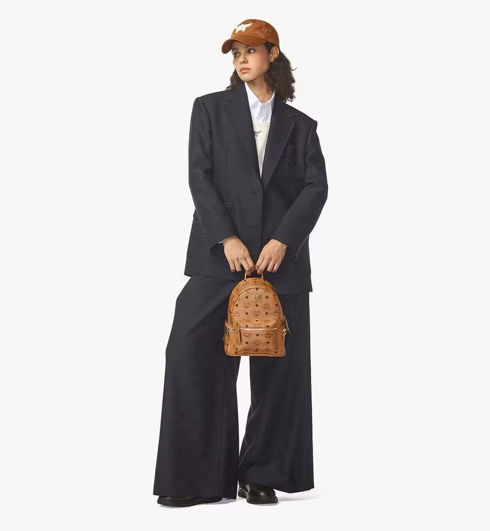 Mini Stark Side Studs Backpack in Visetos Cognac