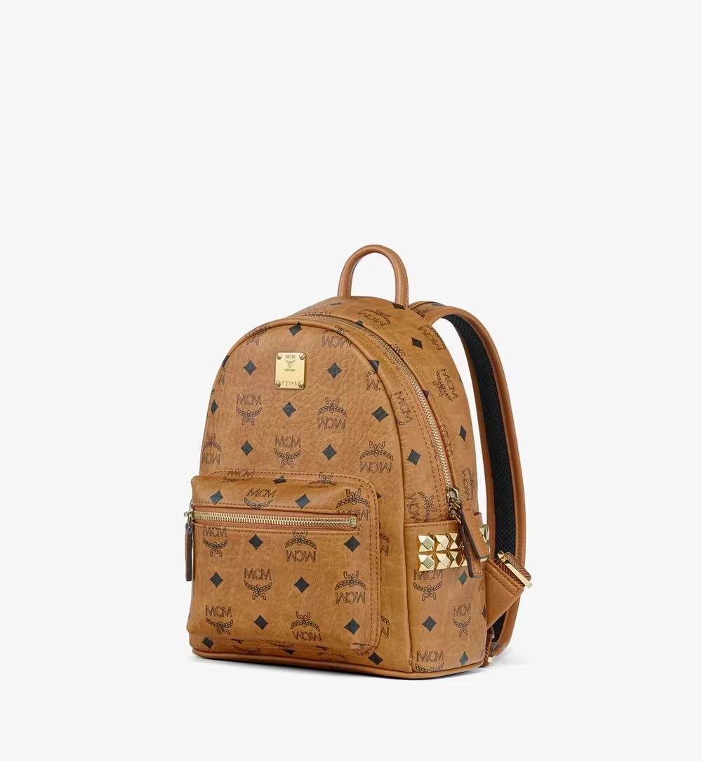 Mini Stark Side Studs Backpack in Visetos Cognac